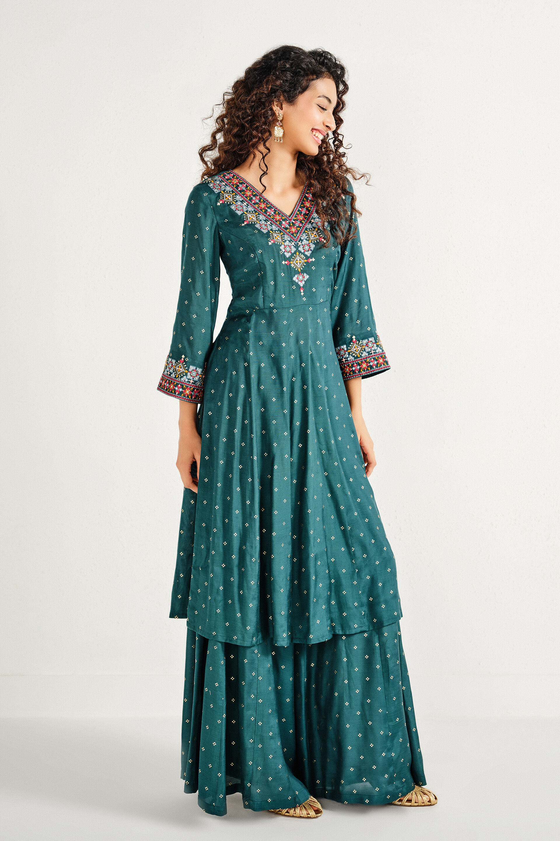 Anahita Teal Kurta Set, Teal, image 4